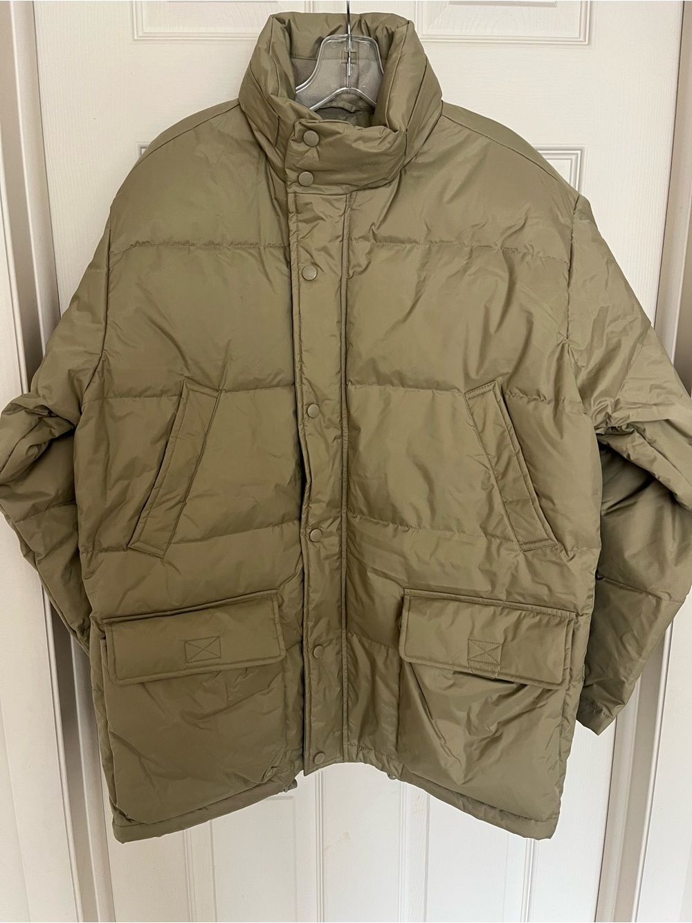 Old Navy Men's Tan Quilted Down Puffer Jacket Parka Size Small